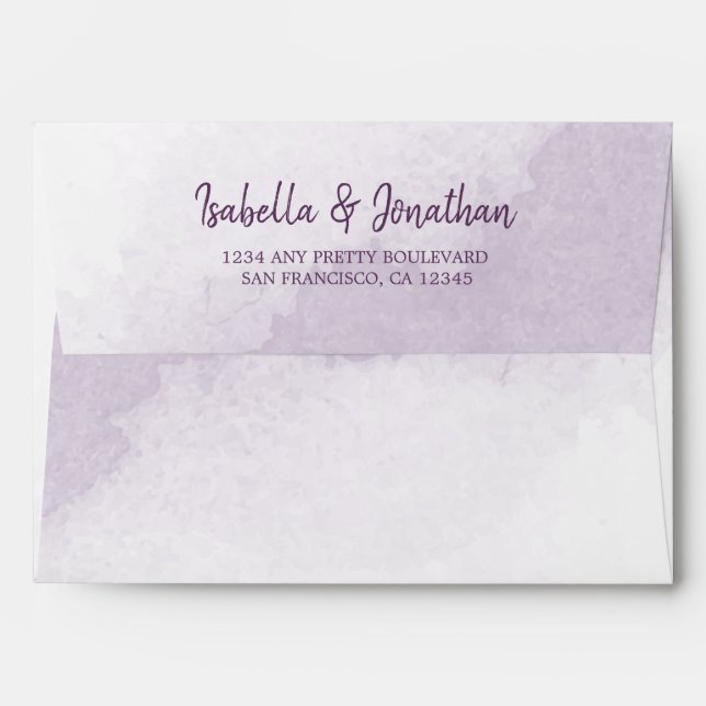 Pretty purple watercolor wedding envelope (Back (Top Flap))