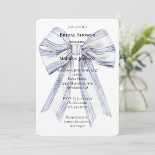 Pretty Purple White Bow Bridal Shower Invitation