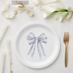 Pretty Purple White Bow Bridal Shower Paper Plate