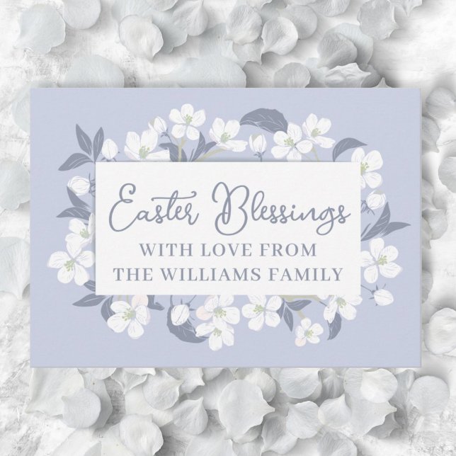 Pretty Purple White Floral Easter Blessings Custom Card (Creator Uploaded)
