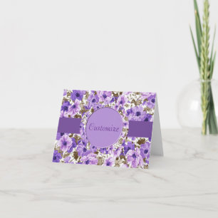 Pretty Purple & White Floral Note Card