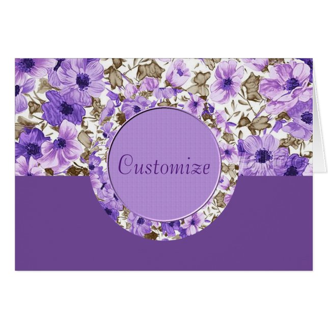 Pretty Purple & White Floral Note Card 2 (Front Horizontal)