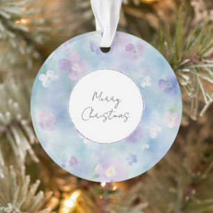 Pretty Purple White Lavender Floral Christmas Ornament