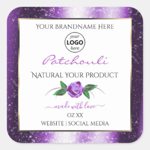 Pretty Purple White Product Label Rose Flower Logo