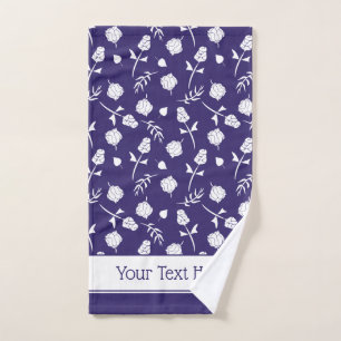 Pretty Purple White Roses Rosebud Floral Print Bath Towel Set