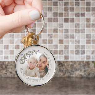 Pretty Purple Wildflower Mother's Day Photo  Key Ring