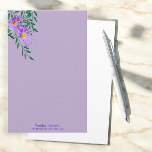 Pretty Purple Wildflower Photo Border Custom Stationery