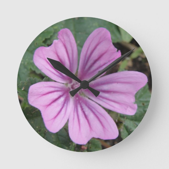 Pretty Purple Wildflower Wall Clock (Front)