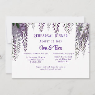 Pretty Purple Wisteria Rehearsal Dinner Invitation