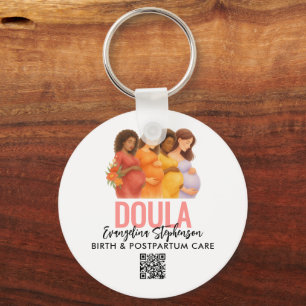 Pretty QR Code Professional Birth Postpartum Doula Key Ring