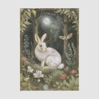 Pretty Rabbit in the Moonlight Illustration Tissue Paper