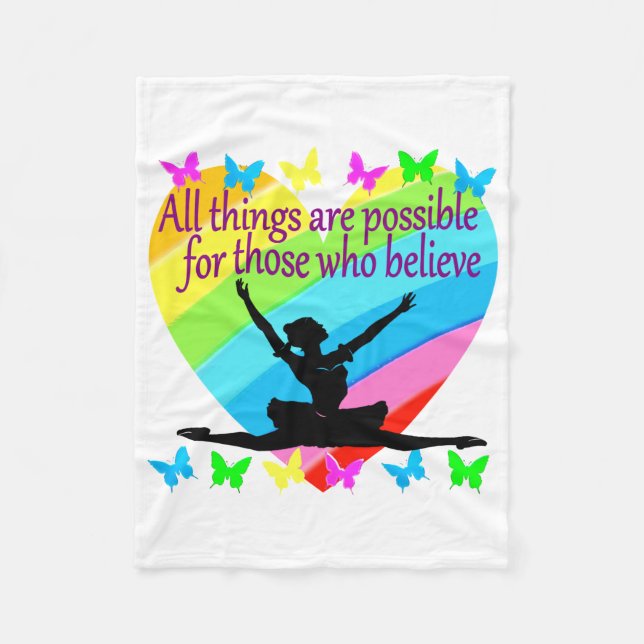 PRETTY RAINBOW ALL THINGS ARE POSSIBLE BALLERINA FLEECE BLANKET (Front)