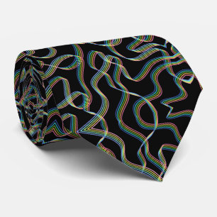 Pretty Rainbow Colored Ribbon Roll Pattern Art Tie