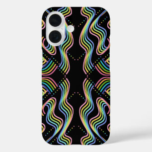 Pretty Rainbow Colored Ribbon Rows Pattern Art iPhone 16 Case