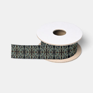 Pretty Rainbow Colored Ribbon Rows Pattern Art Satin Ribbon