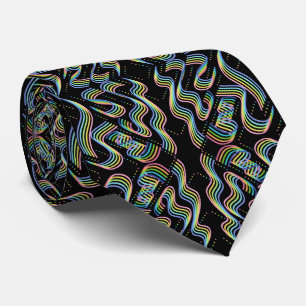 Pretty Rainbow Colored Ribbon Rows Pattern Art Tie