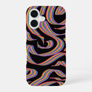 Pretty Rainbow Colored Ribbon Twists Pattern Art iPhone 16 Case