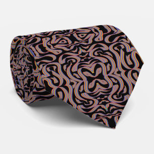 Pretty Rainbow Colored Ribbon Twists Pattern Art Tie