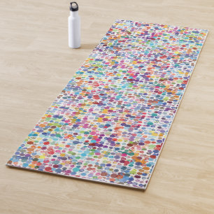 Pretty Rainbow Coloured Paint Drops Yoga Mat