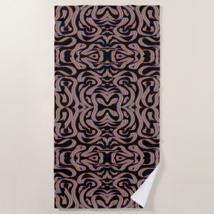 Pretty Rainbow Coloured Ribbon Twists Pattern Art Beach Towel