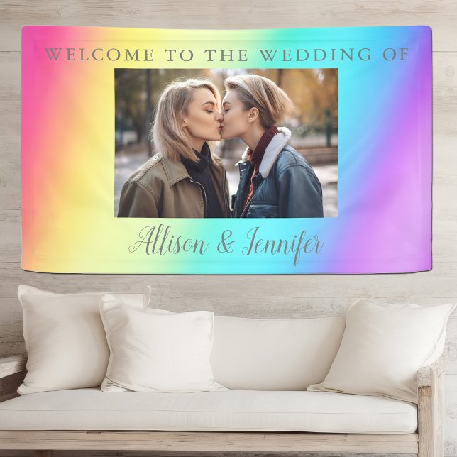Pretty Rainbow Custom Couple Photo Wedding Welcome Banner (Creator Uploaded)