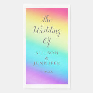 Pretty Rainbow Customised LGBTQ Wedding Napkin