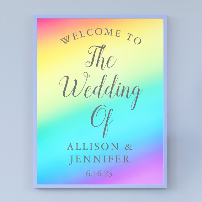 Pretty Rainbow Fade Personalized Wedding Welcome Poster (Creator Uploaded)