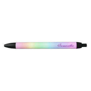 Pretty Rainbow Gradient Black Ink Pen