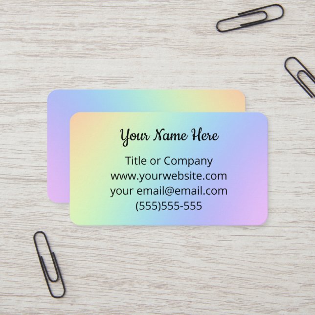 Pretty Rainbow Gradient Business Cards (Front/Back In Situ)