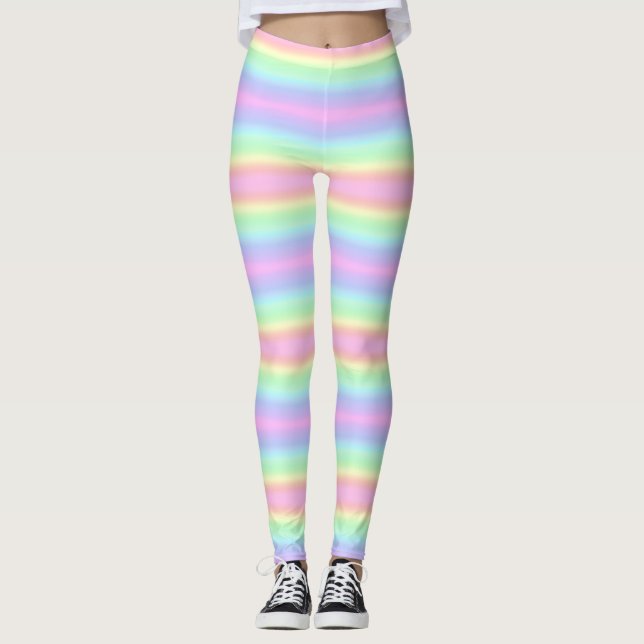 Pretty Rainbow Gradient Stripes Leggings (Front)