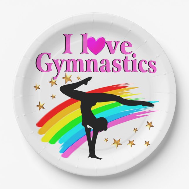 PRETTY RAINBOW GYMNASTICS CHAMPION PAPER PLATE (Front)