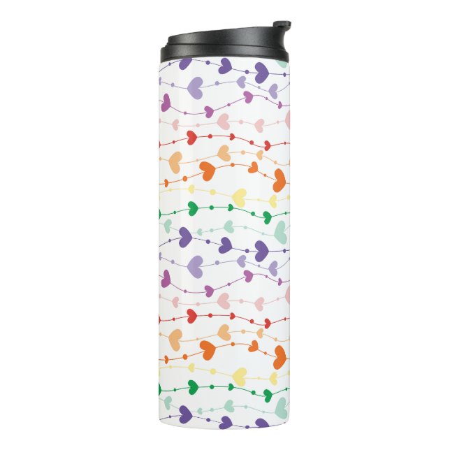 Pretty Rainbow Hearts Pattern Family Thermal Tumbler (Rotated Left)