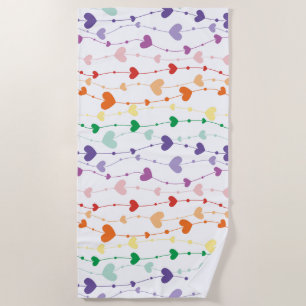 Pretty Rainbow Hearts Pattern Kids Beach Towel