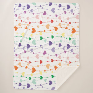 Pretty Rainbow Hearts Pattern Kids Sherpa Blanket