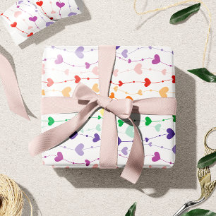 Pretty Rainbow Hearts Pattern Kids Wrapping Paper