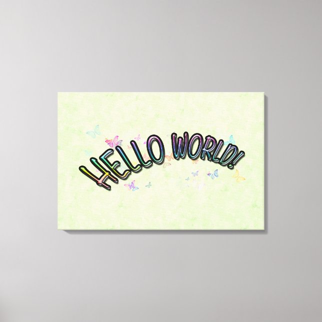 Pretty Rainbow Hello World Canvas Print (Front)
