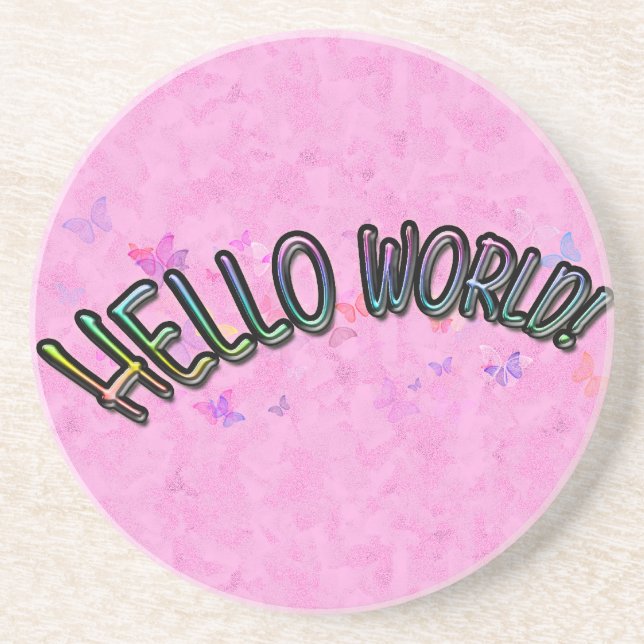 Pretty Rainbow Hello World Coaster (Front)