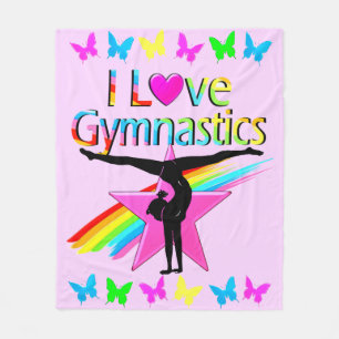 PRETTY RAINBOW I LOVE GYMNASTICS DESIGN FLEECE BLANKET