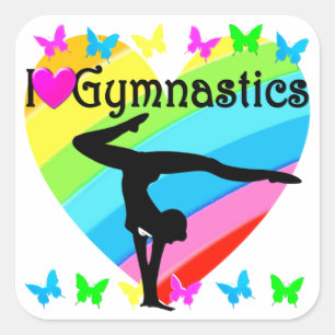 PRETTY RAINBOW I LOVE GYMNASTICS STICKERS