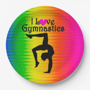 PRETTY RAINBOW I LOVED GYMNASTICS PAPER PLATES