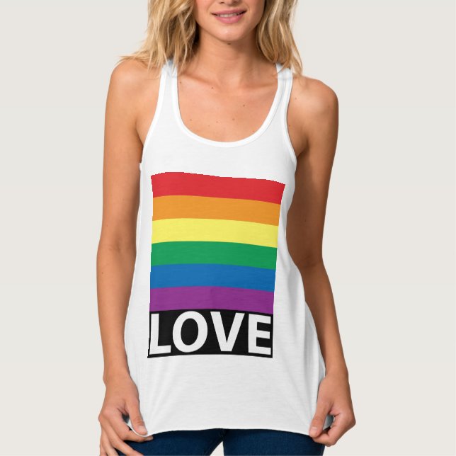 Pretty Rainbow Love, Pride, LGBT, Celebrate Love Singlet (Front)