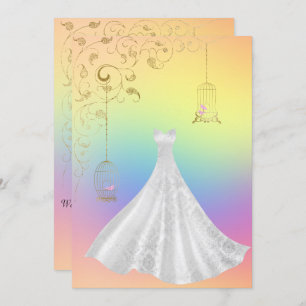 Pretty Rainbow Pastel Birdcage Wedding Invitation
