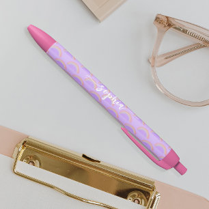 Pretty rainbow pastel colourful name personalised black ink pen
