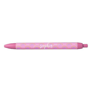 Pretty rainbow pastel colourful name personalised black ink pen