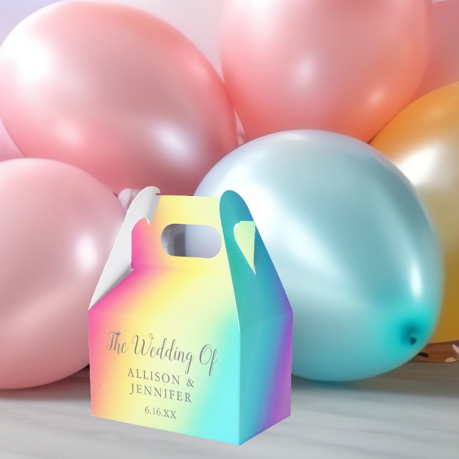 Pretty Rainbow Personalised LGBTQ Wedding Favour Box (Creator Uploaded)