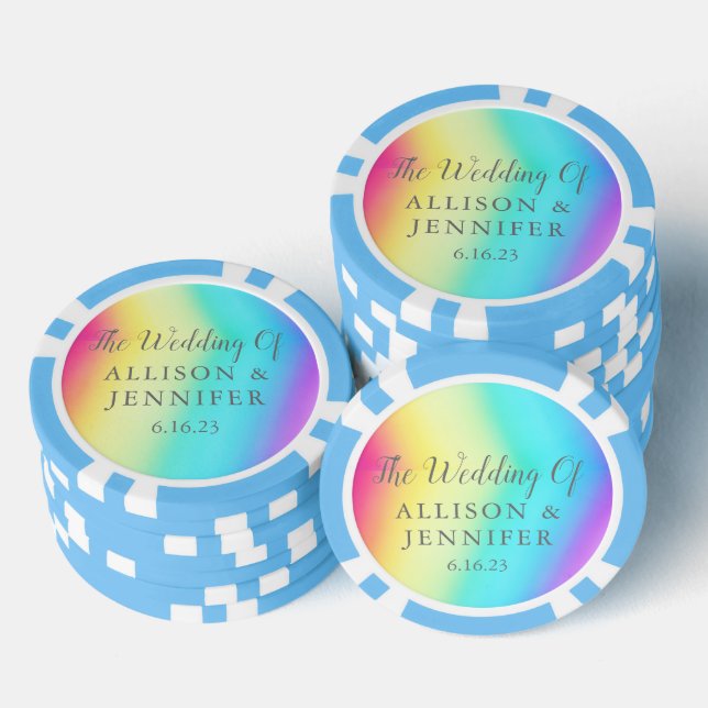 Pretty Rainbow Personalized Wedding Poker Chips (Stack)