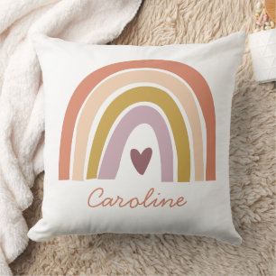 Pretty Rainbow Pink Blue Boho Name Cushion