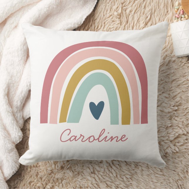 Pretty Rainbow Pink Blue Boho Name Cushion (Blanket)