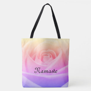 Pretty rainbow Rose Namaste design Tote Bag