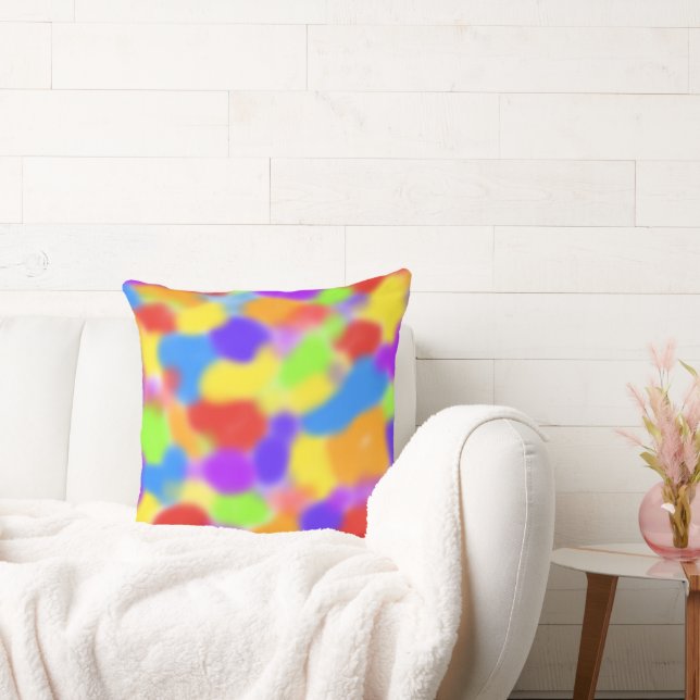 Pretty Rainbow Splodges Abstract Design -  Cushion (Couch)